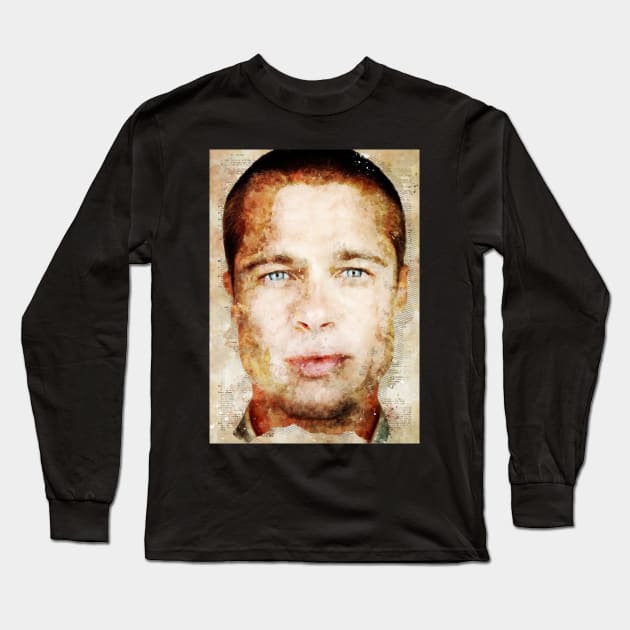 Brad Pitt Long Sleeve T-Shirt by Durro